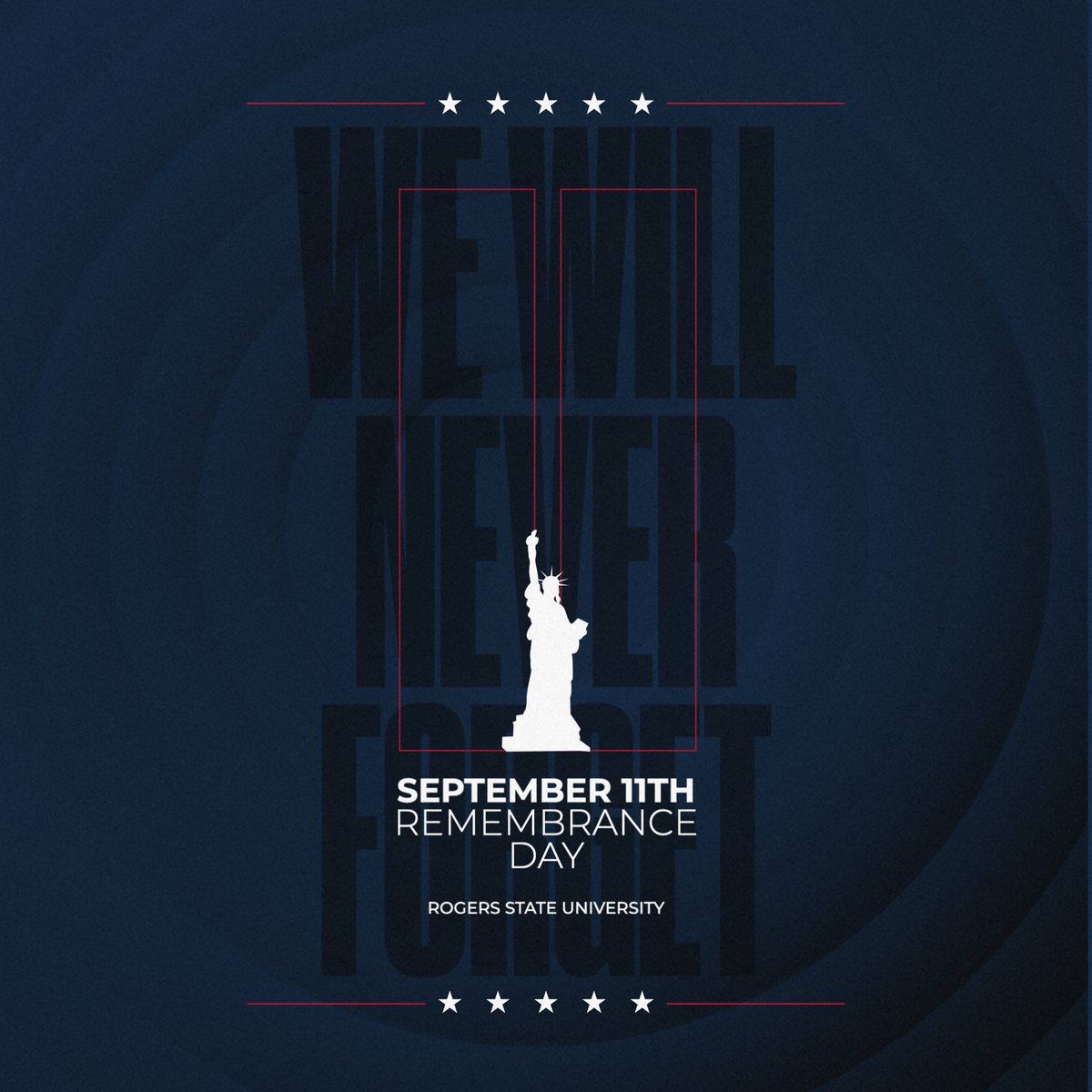 Never. Forget. 

Rogers State Athletics honors the nearly 3,000 lives lost during the September 11 attacks 24 years ago today.

#WeWillNeverForget | #PatriotDay2025