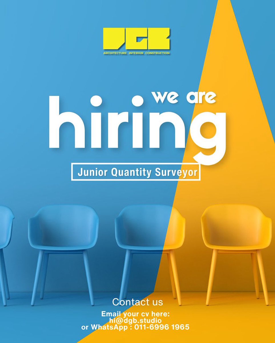 dgbstudiomy's tweet photo. 🧮 We’re Hiring: Junior Quantity Surveyor (Full-Time)

Be part of DGB Studios and grow your career in construction &amp; interior projects!

We’re looking for a detail-oriented and motivated Junior QS to support our team in managing costs, contracts, and project planning. https://t.co/2sfoi0hcll