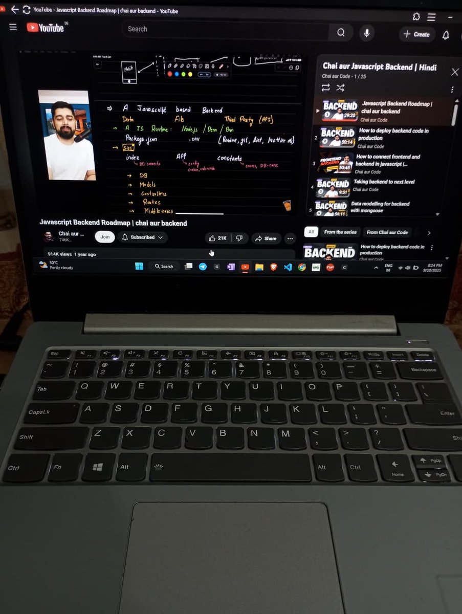 gaurav_pandeyyy's tweet image. Day 1 of my #BackendChallenge starts now! 🚀 From React pro to full-stack dev, I'm diving into #NodeJS & #Express with @HiteshChoudhary's roadmap. Daily learning, daily grind. Let's build backend magic! 💻🔥 #JavaScript #WebDev #FullStackJourney