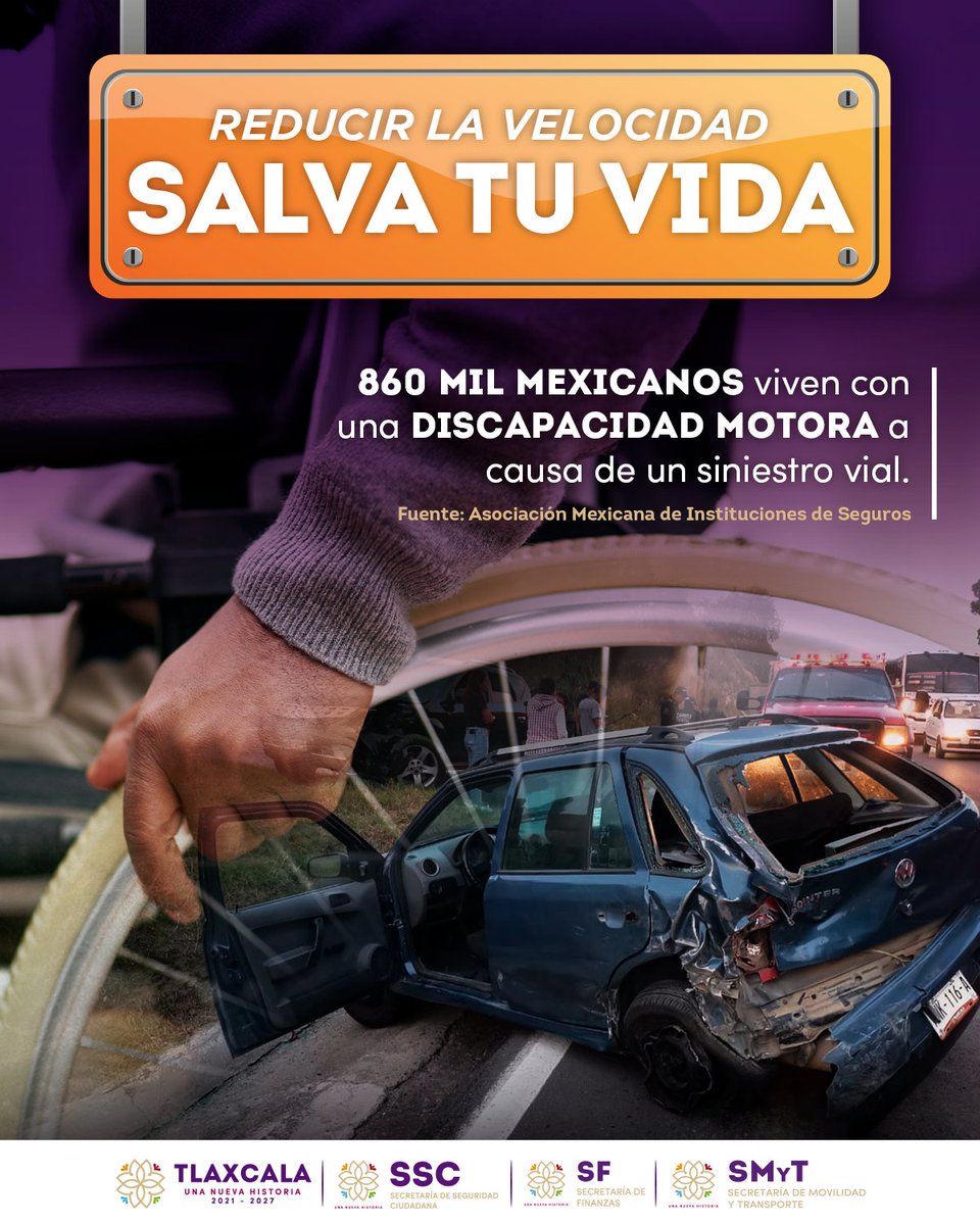 Detrás de cada siniestro vial hay una historia que pudo evitarse.
860 mil mexicanos viven con una discapacidad motora por no frenar a tiempo.
🛑 Respeta los límites de velocidad, salva tu vida y la de los demás.
#UnaNuevaHistoria
#ConduceSeguro