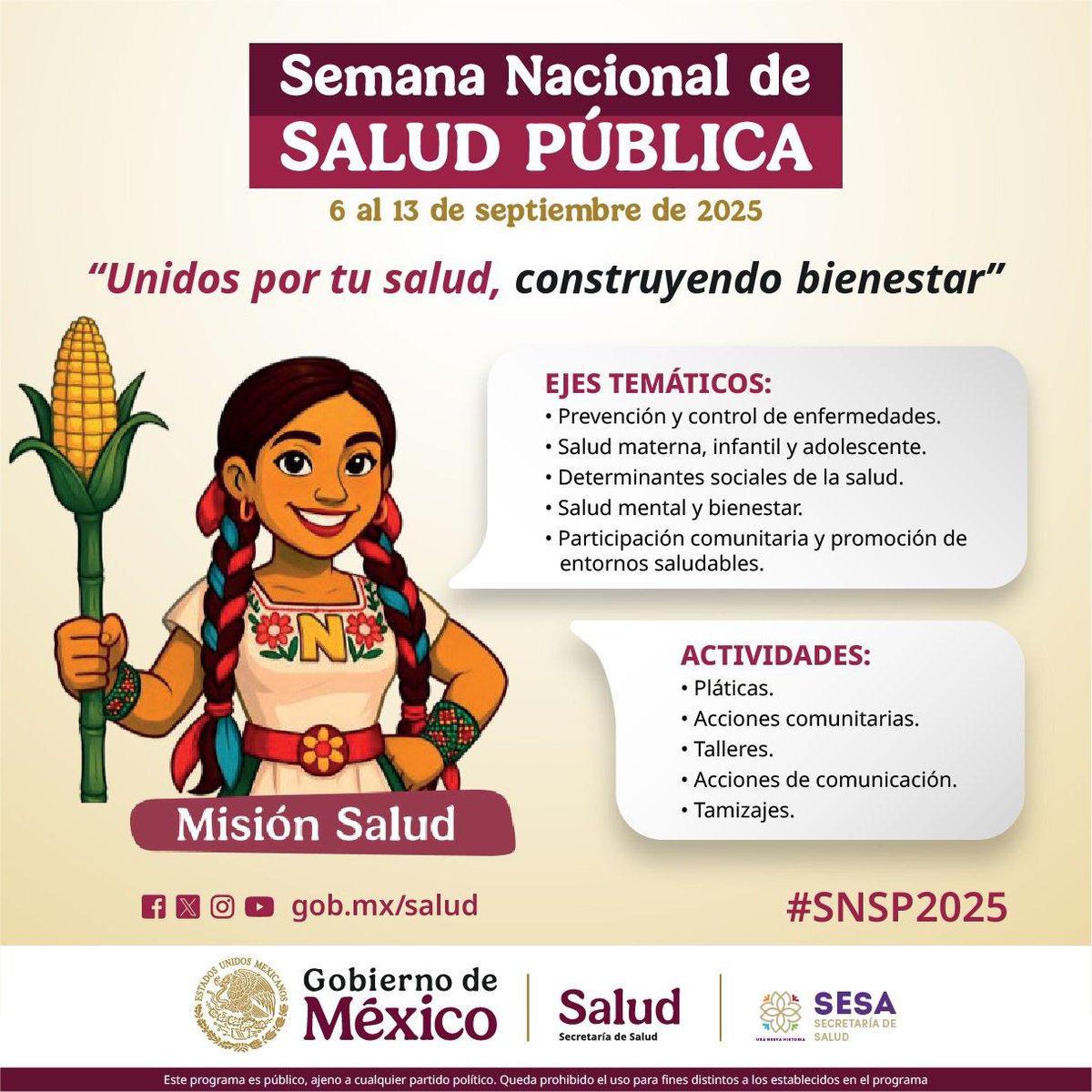 🚑 ¡Tu salud es nuestra misión!
Del 6 al 13 de septiembre llega la Semana Nacional de Salud Pública 2025 con actividades para prevenir enfermedades, promover el bienestar y fortalecer entornos saludables.
📍 Acude a tu clínica más cercana y participa.
#UnaNuevaHistoria