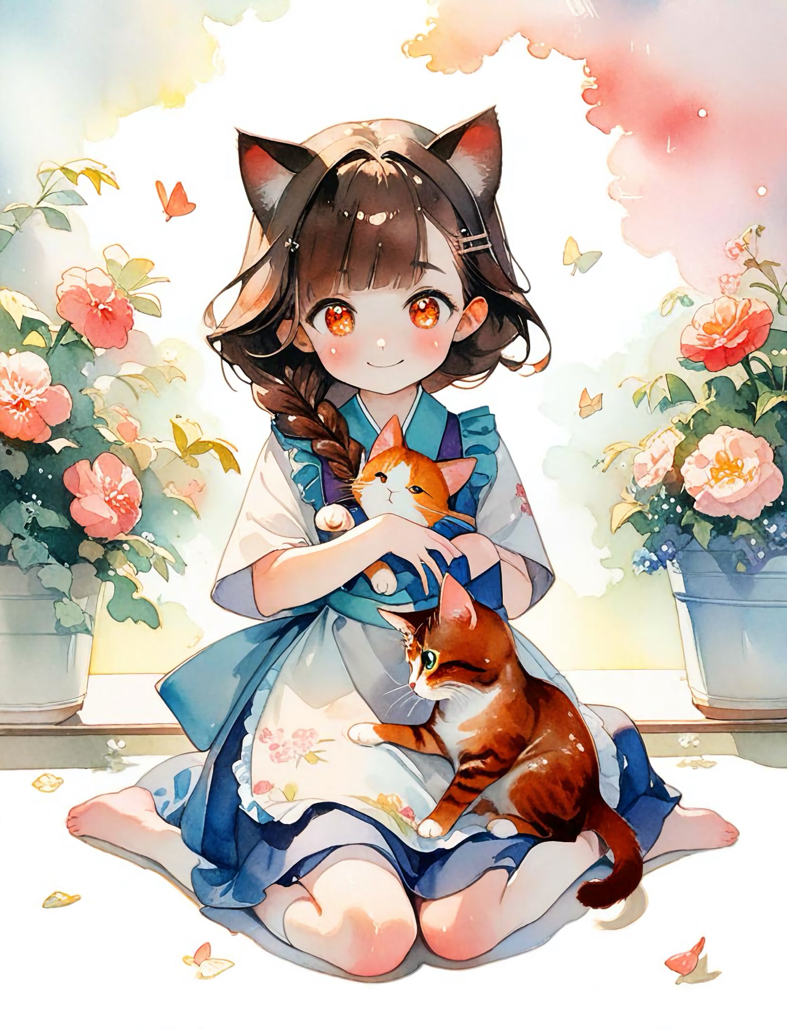 イラスト原画　見上げる表情がとても可愛らしい「猫の関心事」 ねこ on X: 