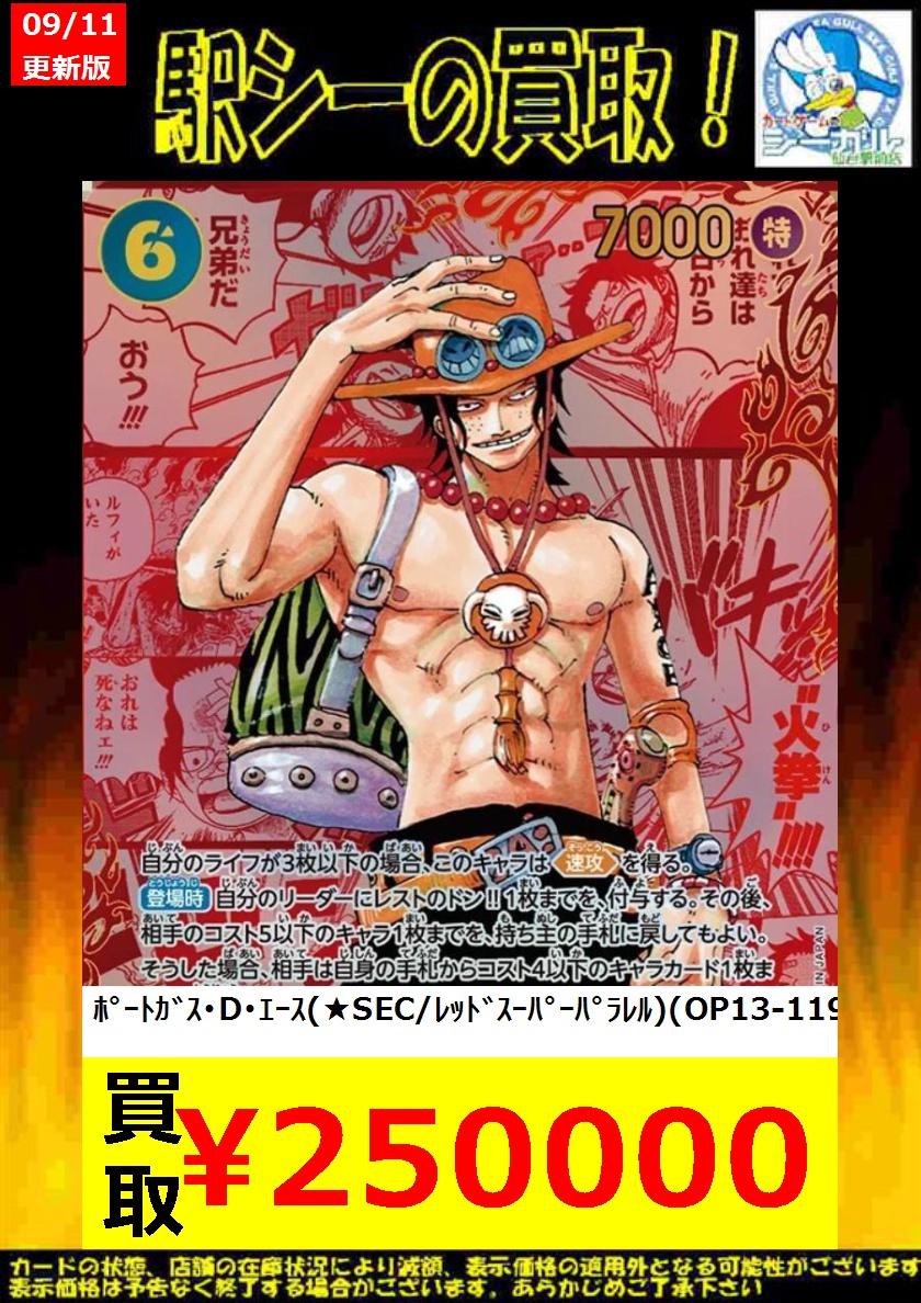 ワンピースカード ポートガス・D・エース SECパラレル 手配書 ポート