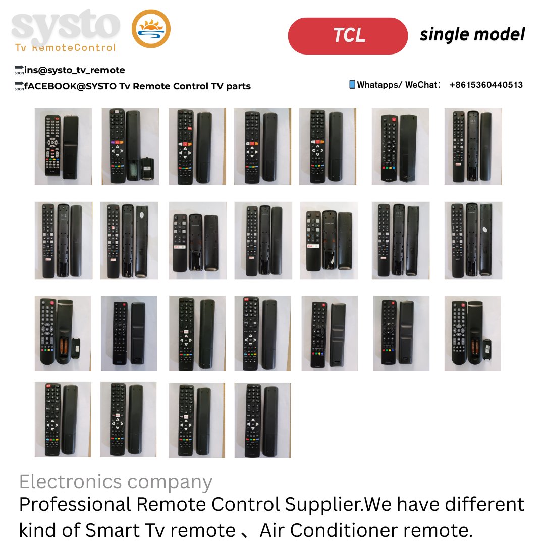 SystoRemote's tweet image. TCL Remote control series
Support customization！！
🔗systo.hk
🔗linktr.ee/SystoOfficial
📱WhatsApp/WeChat：8615360440513

#tv #tvremotecontrol #tvremote #customized #remotecontrol #IntelligentLife #factory #exporttrade #guangzhou #guangzhouchina #onlineshop