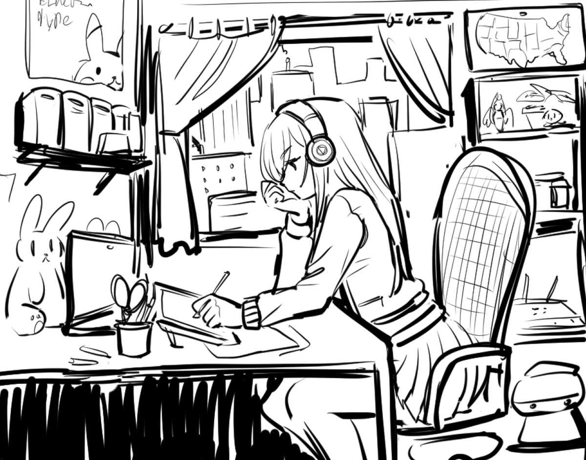 Miku Nakano studying like the Lo-Fi girl sketch #quintessentialquintuplets #nanako #LoFi  #lofigirl