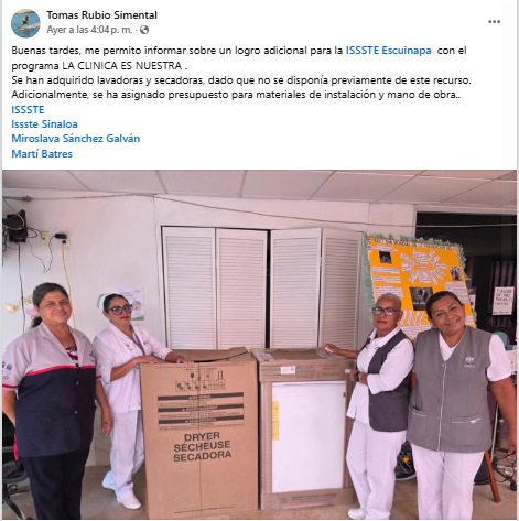 Gracias a La Clínica es Nuestra se da un paso más para brindar mejores condiciones y calidad en el servicio 🌟#SíMeCumplISSSTE ✅