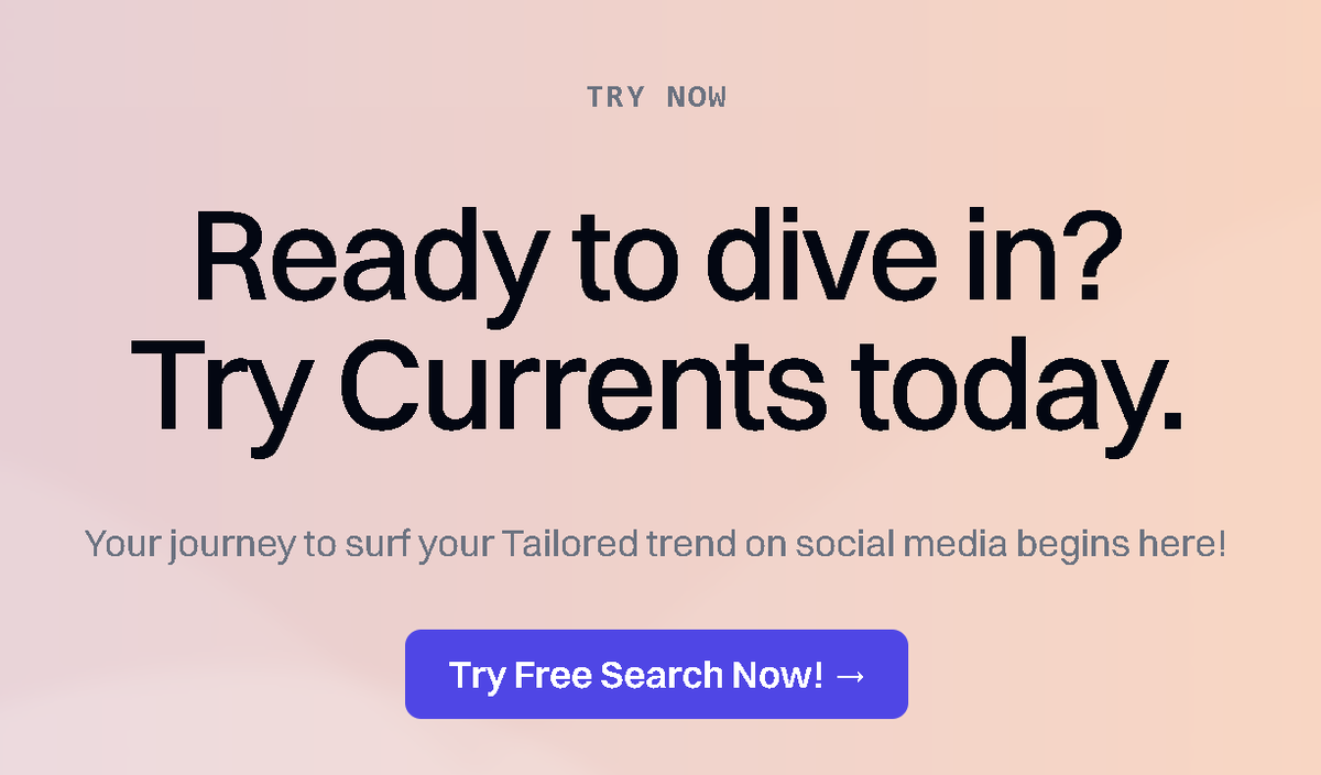currents_web's tweet photo. Start your journey with Currents today and dive into a tailored social media trend experience designed just for you. https://t.co/1a7RInf6VN