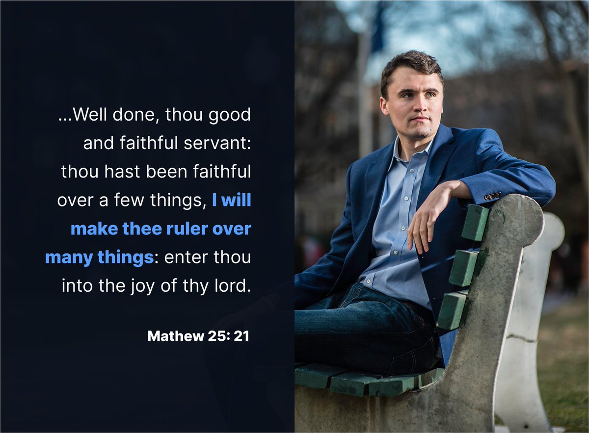 JaredCreativo's tweet photo. Mathew 25:21 ...Well done, thou good and faithful servant: thou hast been faithful over a few things, I will make thee ruler over many things: enter thou into the joy of thy lord. @charliekirk11 https://t.co/KJGThGAxBq