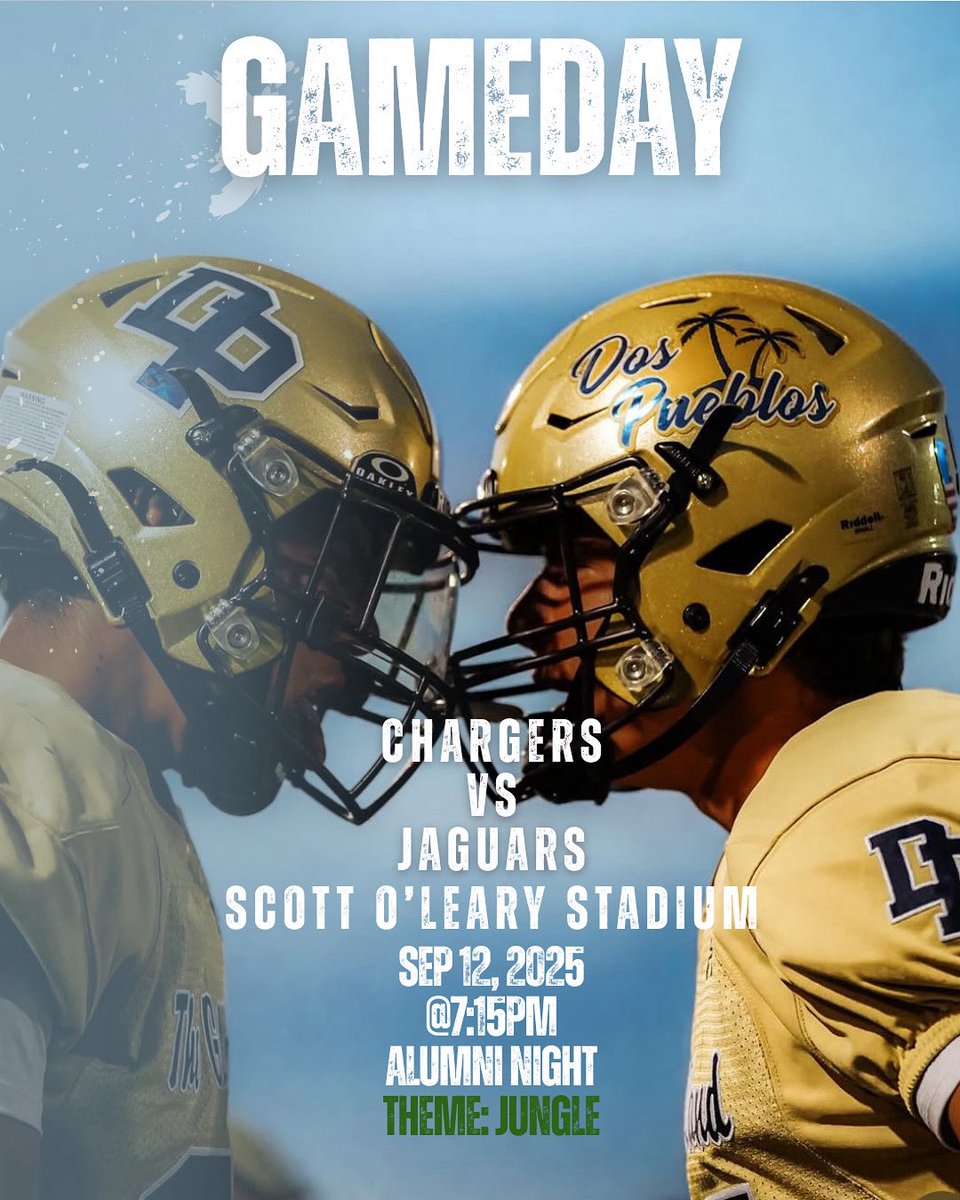 Chargers vs Jaguars
Scott O’Leary Stadium
Friday, September 12, 2025
Kickoff: 7:15 PM
Alumni Night
Theme: Jungle