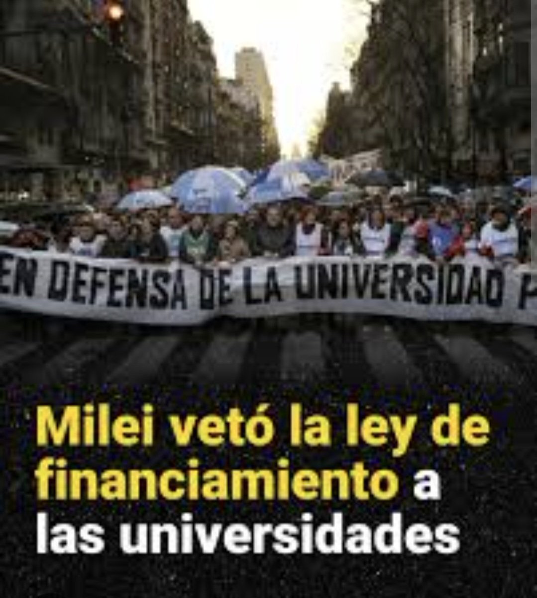 Milei vetó la ley de financiamiento universitario. Está claro: a este gobierno no le importa la educación pública. Lo que también está claro es que el pueblo la va a defender siempre. 🇦🇷💪