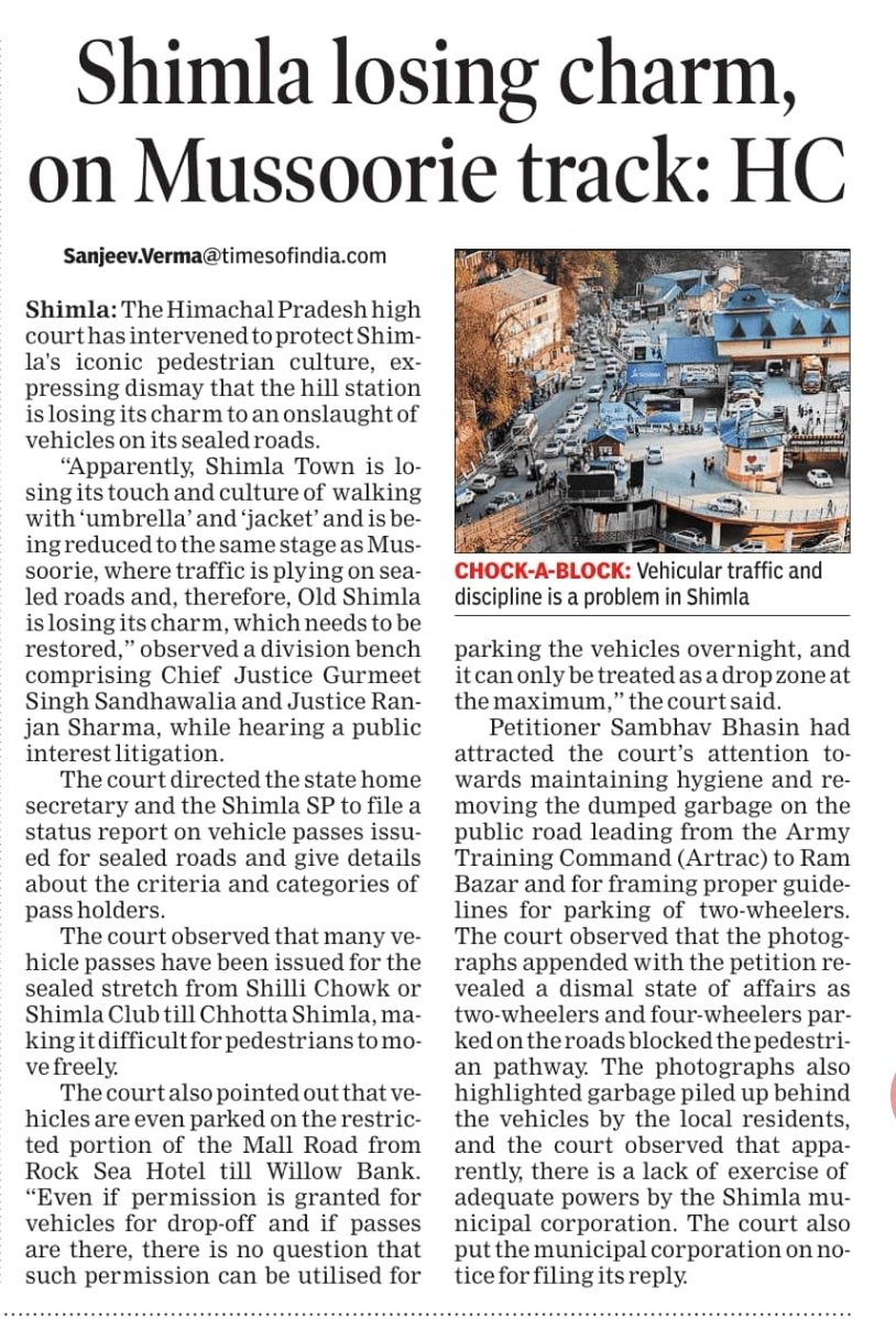 Shimla of yore is cherished by one and all for being a walker's paradise. But the increase in number of vehicles in British-era town seals the new image as green mountains have turned into a stack of houses and hotels.