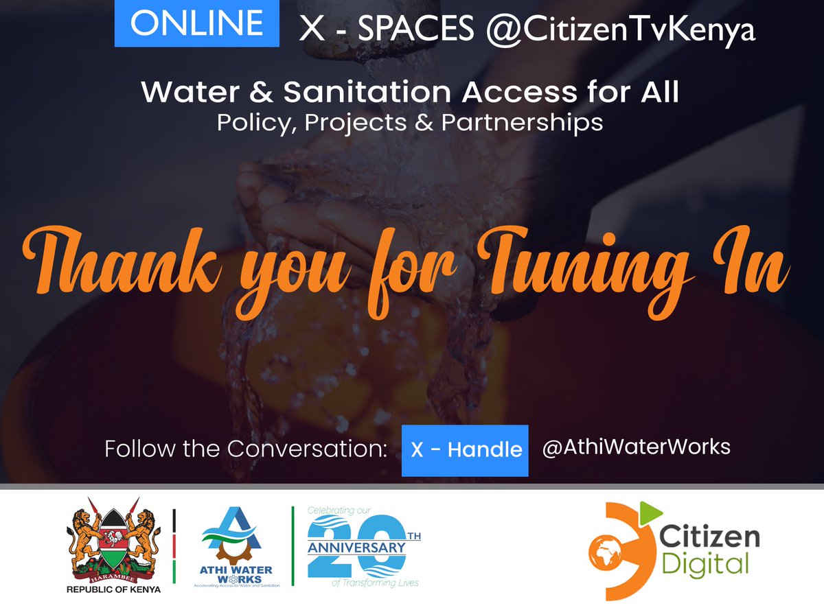 EngJosephKamau's tweet photo. Big thank you to everyone who tuned in to the X Space. Let's continue having the water and sanitation conversation. https://t.co/gMb3kLKeNY