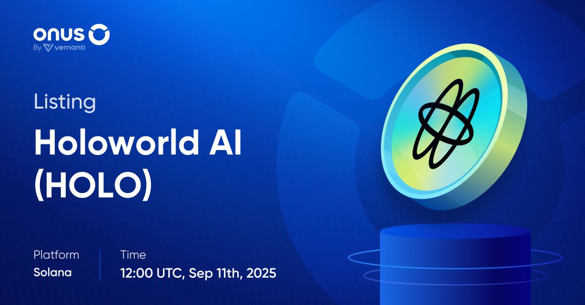 📱 Holoworld AI (#HOLO) gets listed on ONUS

Starting from 12:00 UTC on September 11, 2025, we officially list Holoworld AI (#HOLO) on the ONUS application:

- Off-chain transactions: Send and receive $HOLO with other users in the ONUS network.
- Swap: Convert $VNDC or $USDT to