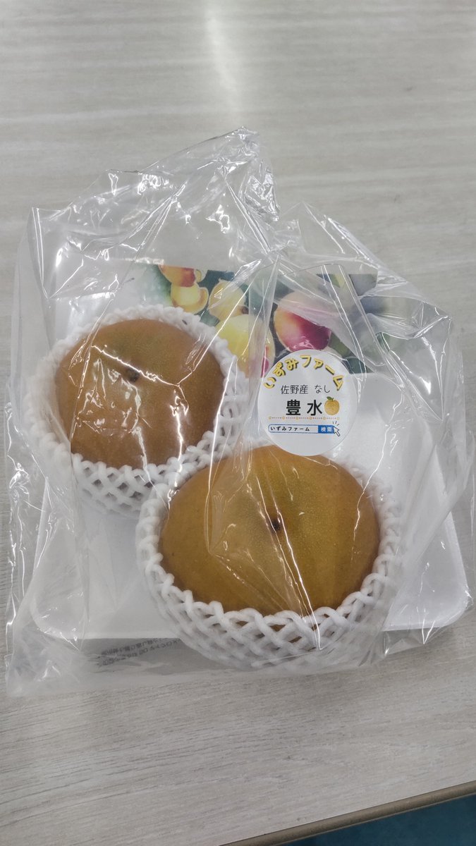 こんにちは★サポートワンです！

差し入れで梨を頂きました😄

甘くておいしいです～♫

みんなでお昼に食べて元気をチャージ💪🏼

午後も頑張るぞ～！！