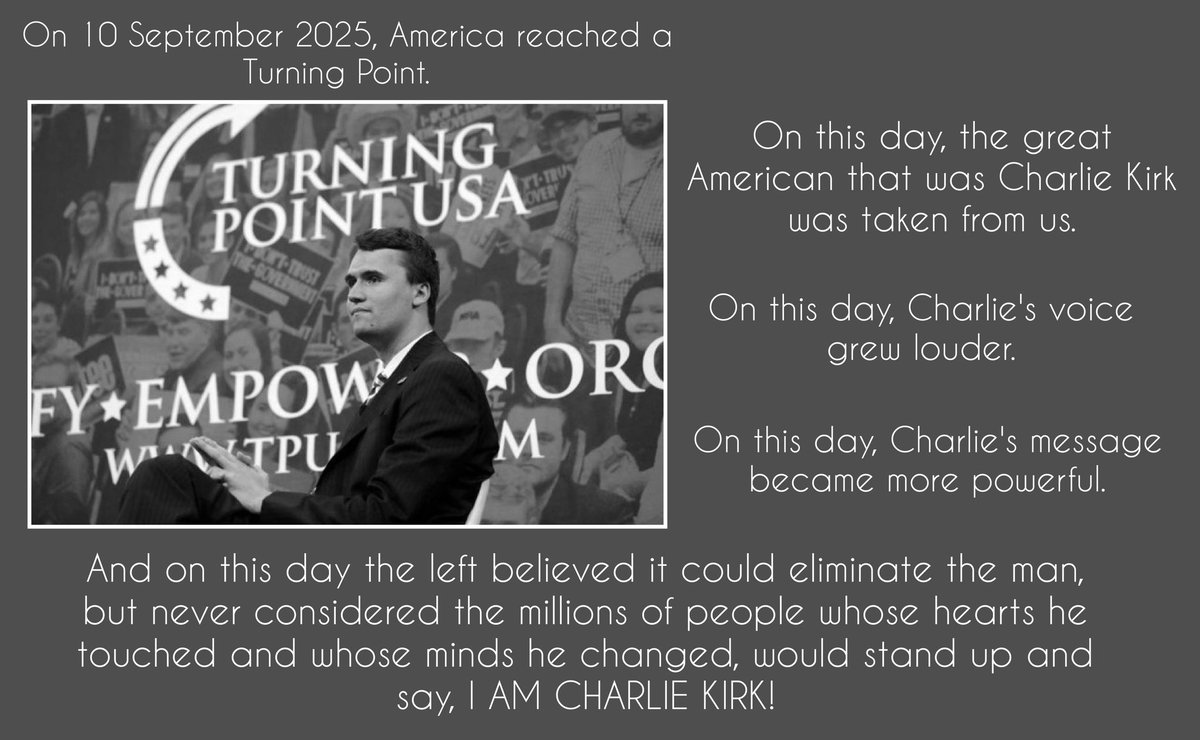 Charlie's passing weighed heavily on me.  I never met him but I followed him on X and FB, and I viewed so much of his content.  <a href="/charliekirk11/">Charlie Kirk</a> ,  may our heavenly Father rest your soul and heal your family's grieving hearts.  You were a true American patriot. 🇺🇸