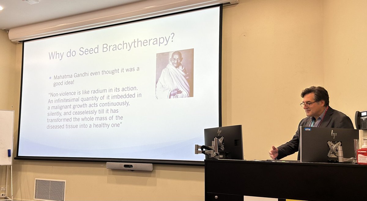 JPoderMedPhys's tweet image. Joe Bucci giving tour de force of prostate brachytherapy at the @AusBrachy clinical brachytherapy workshop - showing us even Mahatma Gandhi thought LDR brachy was a good idea