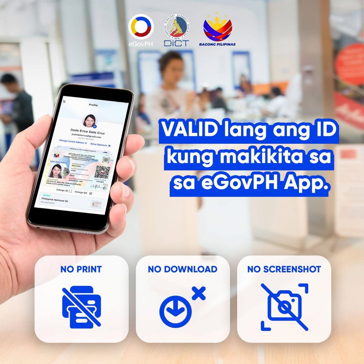 PIA_RIII's tweet image. 📲 Hindi na kailangang i-print, i-download, o i-screenshot pa!

Ipakita lamang ang inyong digital ID — tatanggapin na ito! ✅

Kaya kung wala ka pang Egovph app, download na!

Mas madali, mas mabilis, at mas digital ang serbisyo! 💼⚡

#eGovPH #eGovPHSuperApp