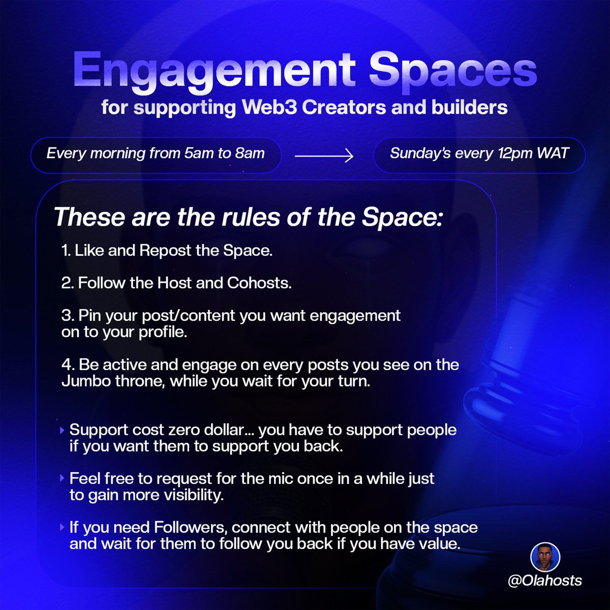 Good morning everyone💙

Please read the rules of the Space, make sure you follow them… if you’re still being skipped, drop a screenshot here immediately and tag me and the Cohost bringing up posts…

gBillions if you’re human on <a href="/billions_ntwk/">Billions</a>