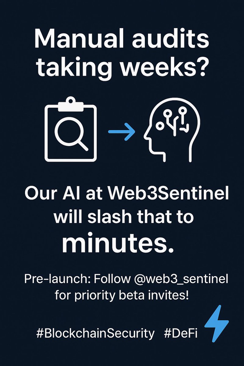 web3_sentinel's tweet image. Manual audits taking weeks? Our AI at Web3Sentinel will slash that to minutes.

 Follow @web3_sentinel for priority beta invites! ⚡ #BlockchainSecurity #DeFi