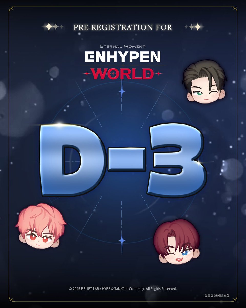 ENHYPENWORLD_J's tweet image. ENHYPEN WORLD: Eternal Moment 
事前登録開始まであと3日！  

コネクターの皆さんと出会える新しい世界が、まもなく幕を開けます！
ENHYPEN WORLDでは、一体どんな体験が待っているのでしょうか？

9月15日より事前登録開始
App Store ｜ Google Play

#ENHYPENWORLD
#ENHYPEN