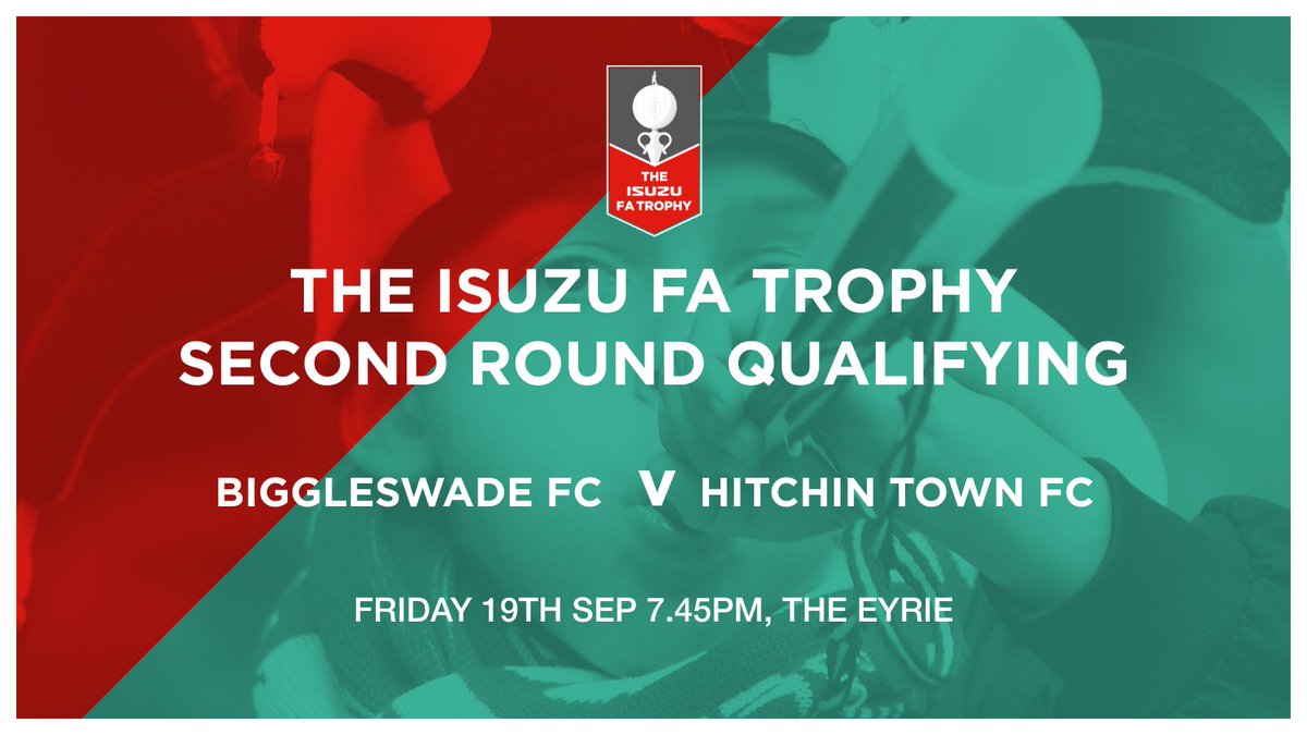 🏆 | FA TROPHY

It is now confirmed that we will face <a href="/BiggleswadeFc1/">Biggleswade FC</a> in our FA Trophy Second Qualifying Round match on Friday 19th September at 7.45pm.

Tickets are on sale here now:

app.fanbaseclub.com/Fan/Dashboard?…