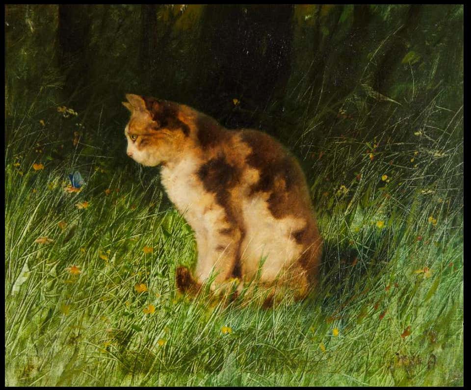 Arthur Heyer - "Cat with Butterfly in a Meadow"

같은 작가의 삼색고양이도 귀여워용 🥰 가나디도 있는데 역시 고양이가 쪼금 더 귀여워용(개취) 💖👀