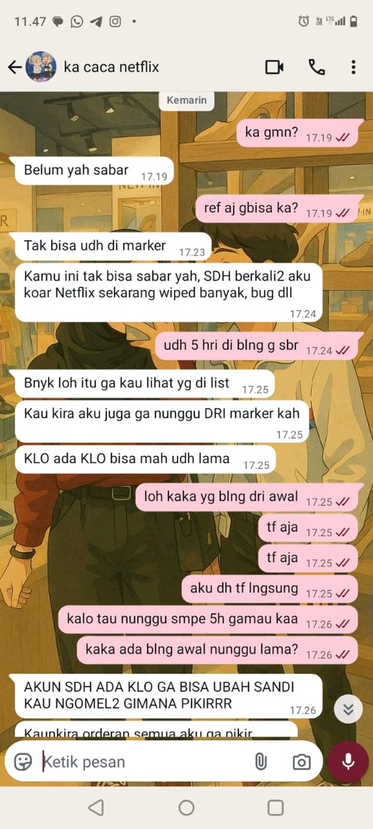 Coba bisa dilihat cinta temenku nih ada ngegas ga ya? 5 hari masihlah dibilang ngga sabar, temenku pun minta reff ngga boleh kata dia. Awalnya kaya (yaudahlah) tapi dia ini kalo ada yg ngejapri dia, dan ngga sabar MENURUT DIA pasti langsung di bawa ke Gc nya w/hidetag