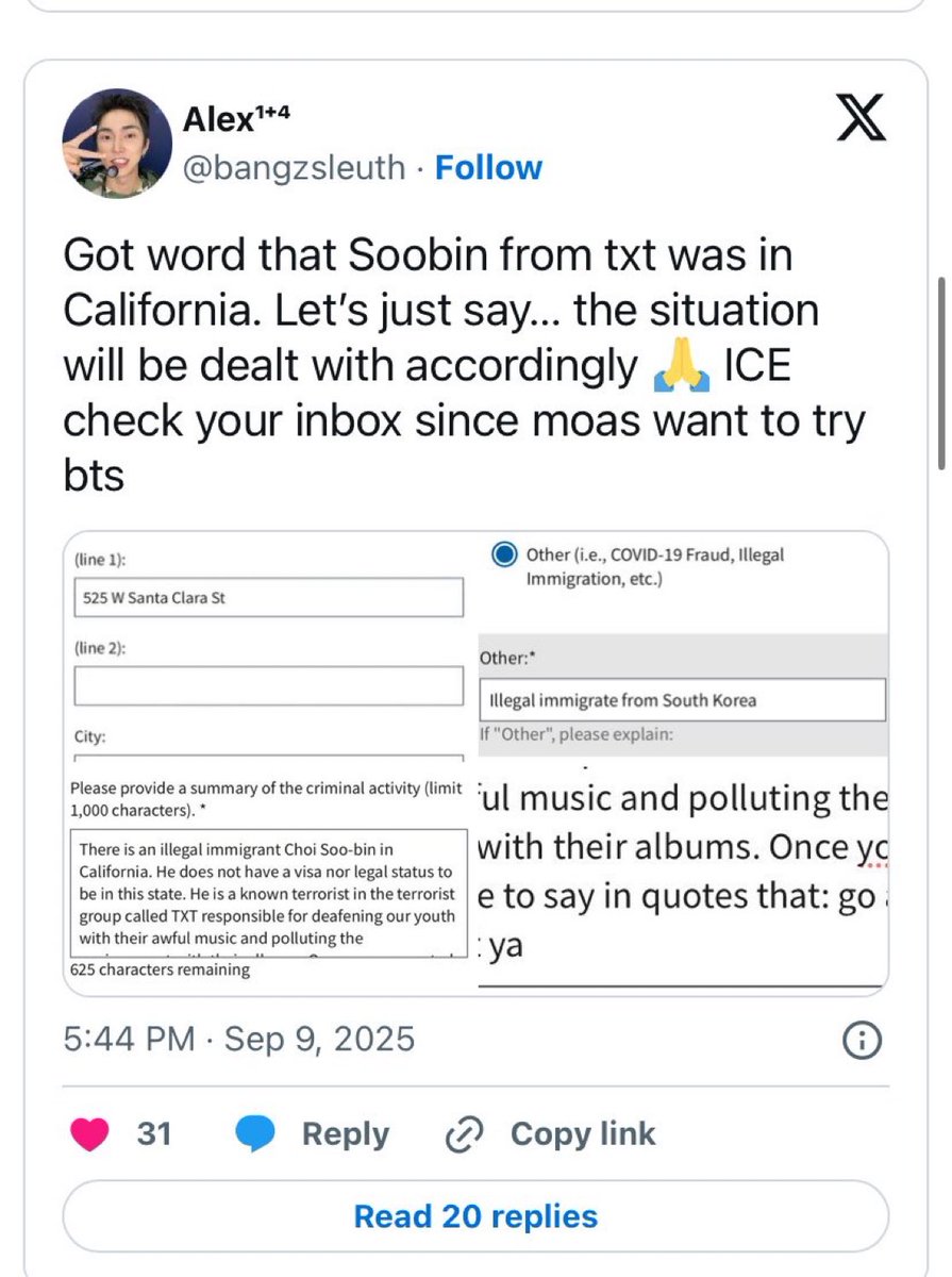 this is the consequences of your own actions. what you did was disgusting and insensitive considering the ice raids on the hyundai plant that happened just a couple days ago. you went out of your way to do this and screenshotted to post like it was a joke. enjoy getting sued.