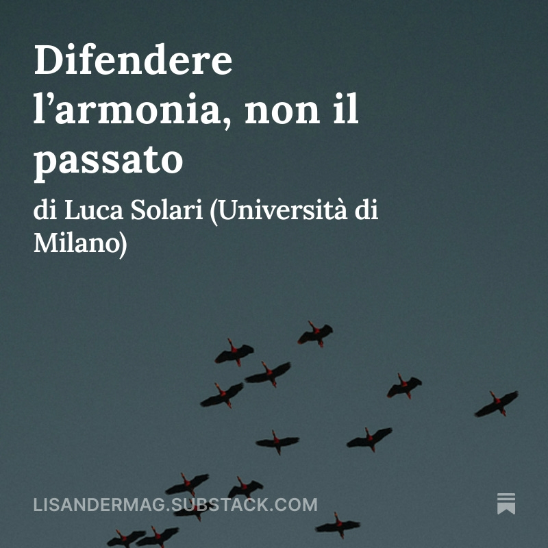 Un conservatore non è un archivista di museo, ma una persona che sperimenta la vita quotidiana con un’aspirazione alla armonia tra valori, princìpi e comportamenti.

Il contributo di Luca Solari al dibattito sul #conservatorismo: lisandermag.substack.com/publish/posts/…