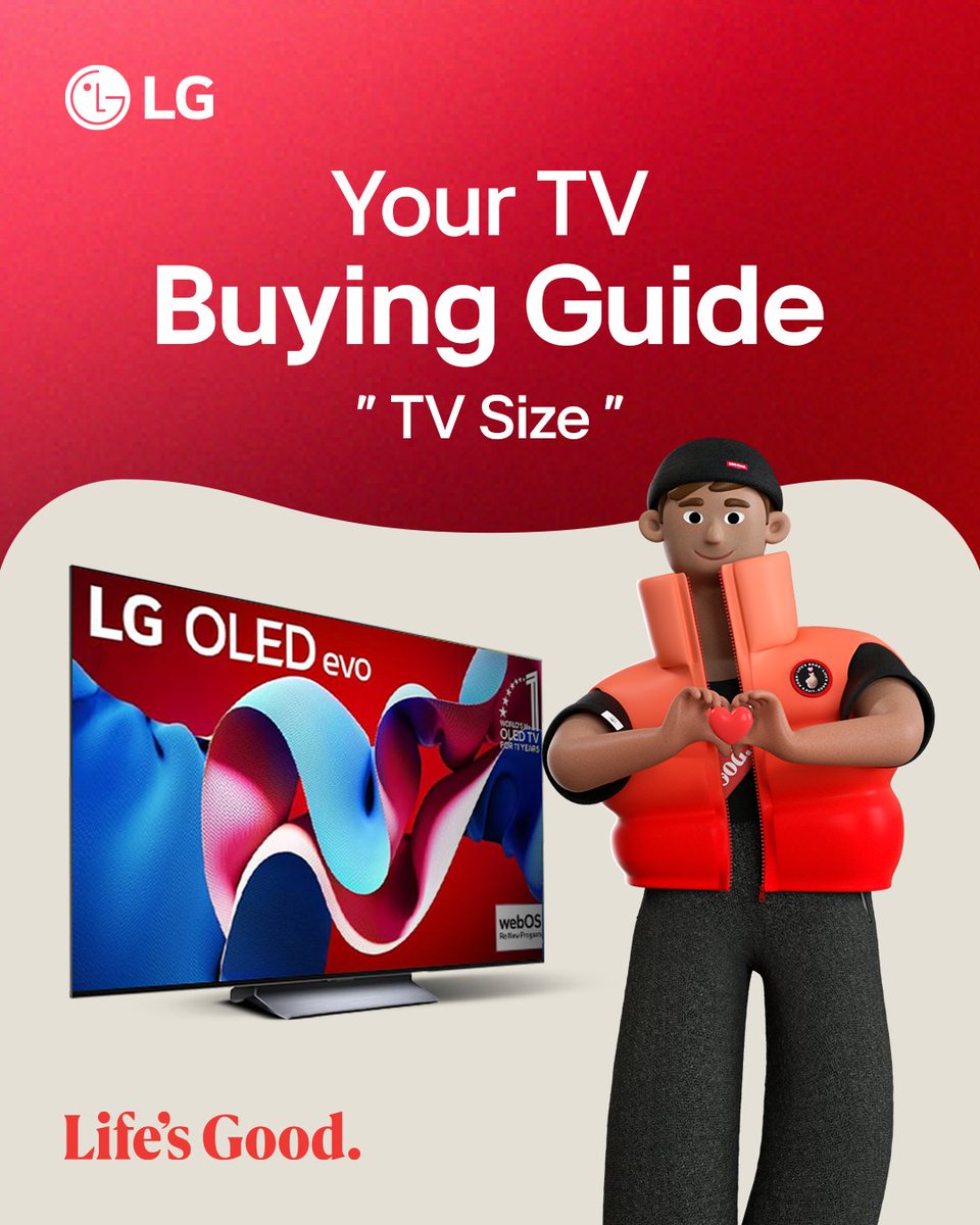 LGGulf's tweet image. Not sure what TV size fits your home best? 📺 
Swipe left for our TV Buying Guide to make the smart choice!   

مو متأكد أي حجم تلفزيون يناسب منزلك؟ 📺 
اسحب لليسار وتعرّف على دليل شراء التلفزيونات من إل جي لتتخذ القرار الذكي! 
spr.ly/6010Az6hq

#LG #LGTVBuyingGuide #LGTV