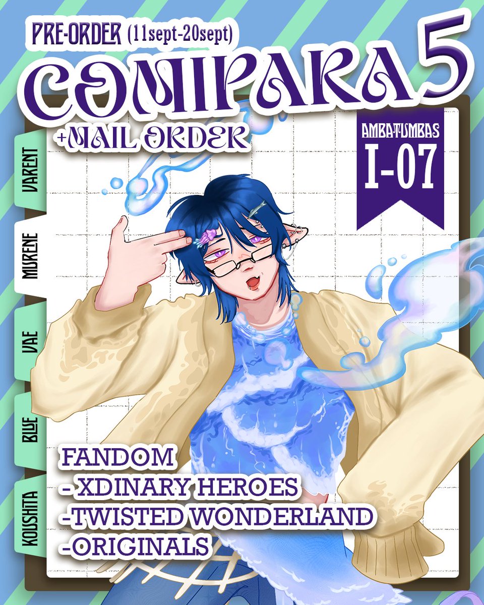 midbinnie's tweet photo. 🫧 Muréne's #COMIPARA catalog 🫧

🪼Fandom : 
- #twistedwonderland
- #XdinaryHeroes
- #Originals 

🗓️ Close : 20 sept 
📍AMBATUMBAS (I-07) || COMIPARA5 JEC, YOGYAKARTA (18-19 Okt)
🔗 PO Form: in thread

#comipara #comipara5 #comipara5catalogue #merch https://t.co/K166jkqENM