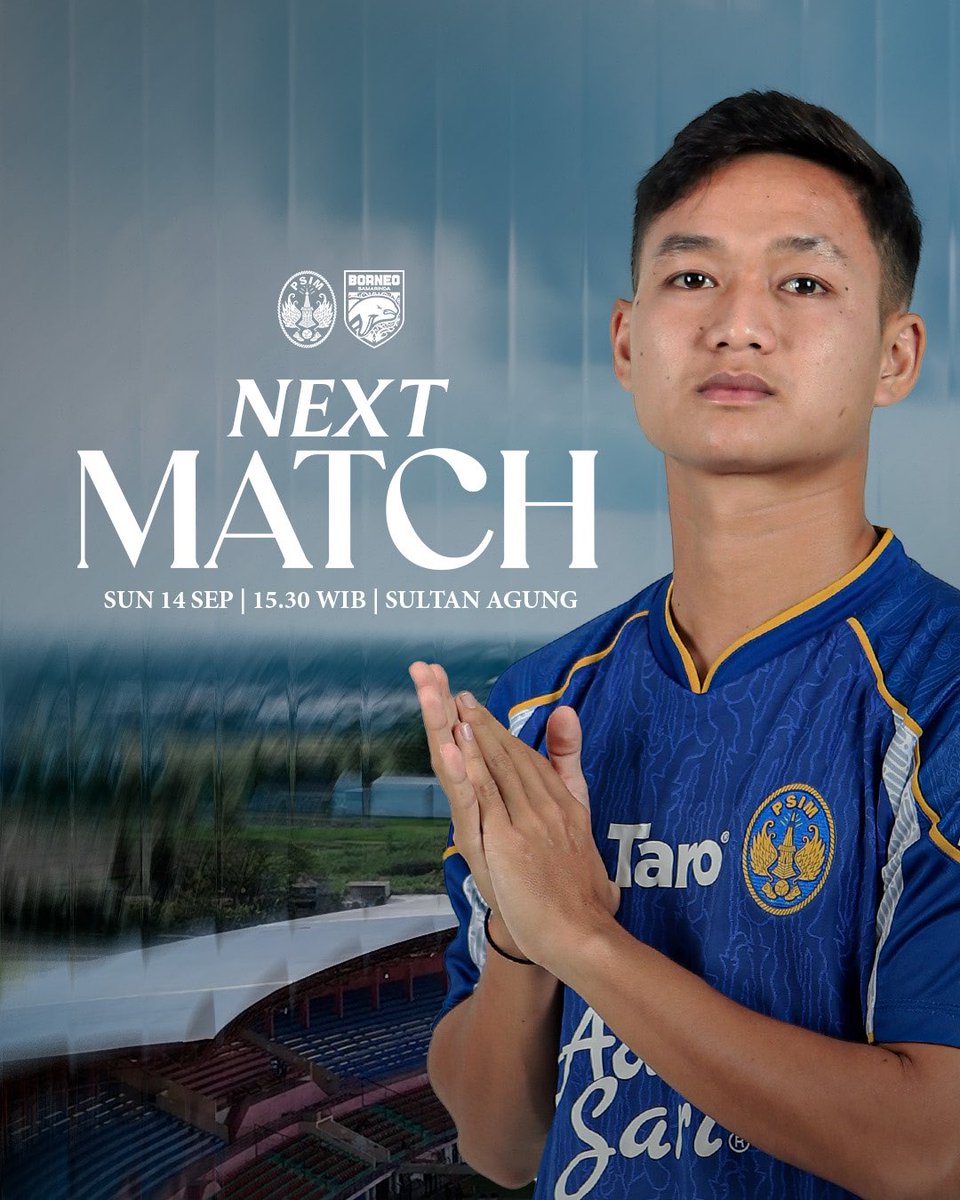 ⚔️ 𝐍𝐄𝐗𝐓 𝐌𝐀𝐓𝐂𝐇 ⚔️

PSIM Jogja 🆚 Borneo FC
🏟️ Stadion Sultan Agung
📅 Minggu, 14 September 2025

Ayo birukan SSA, Dab! 💙

#PSIMJogja
#StrongerThanEver