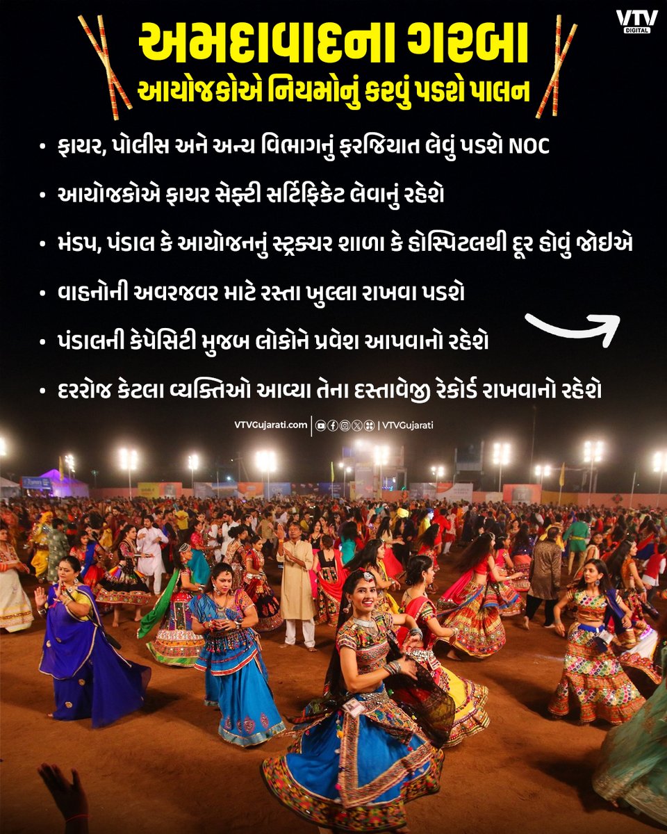 VtvGujarati's tweet photo. ...નહીં તો નહીં મળે ગરબા આયોજનની છૂટ, નવરાત્રિ માટે માર્ગદર્શિકા જાહેર
#ahmedabad #navratri #navratri2025 #navratrirules #navratriorganizer #GujaratGovernment #gujaratpolice #VTVDigital #vtvcard https://t.co/BeJnVLoRaM