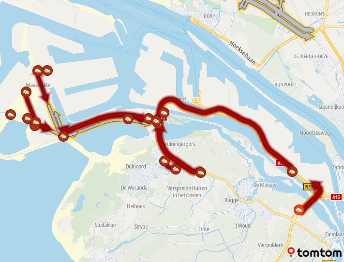 Ongeluk op A15 vanuit Maasvlakte