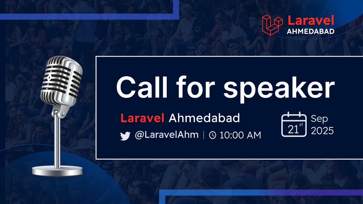 LaravelAhm's tweet image. 📢 Call for Speakers: Laravel Ahmedabad!

We’re looking for passionate devs to share knowledge at our meetup! 💻

🗓 Sept 21, 2025
⏰ 10:00 AM

Topics: Laravel, PHP, JS, or anything that makes a Laravel dev’s life easier.

Apply to speak 👉 forms.gle/4WNP2JKADfmhgp…