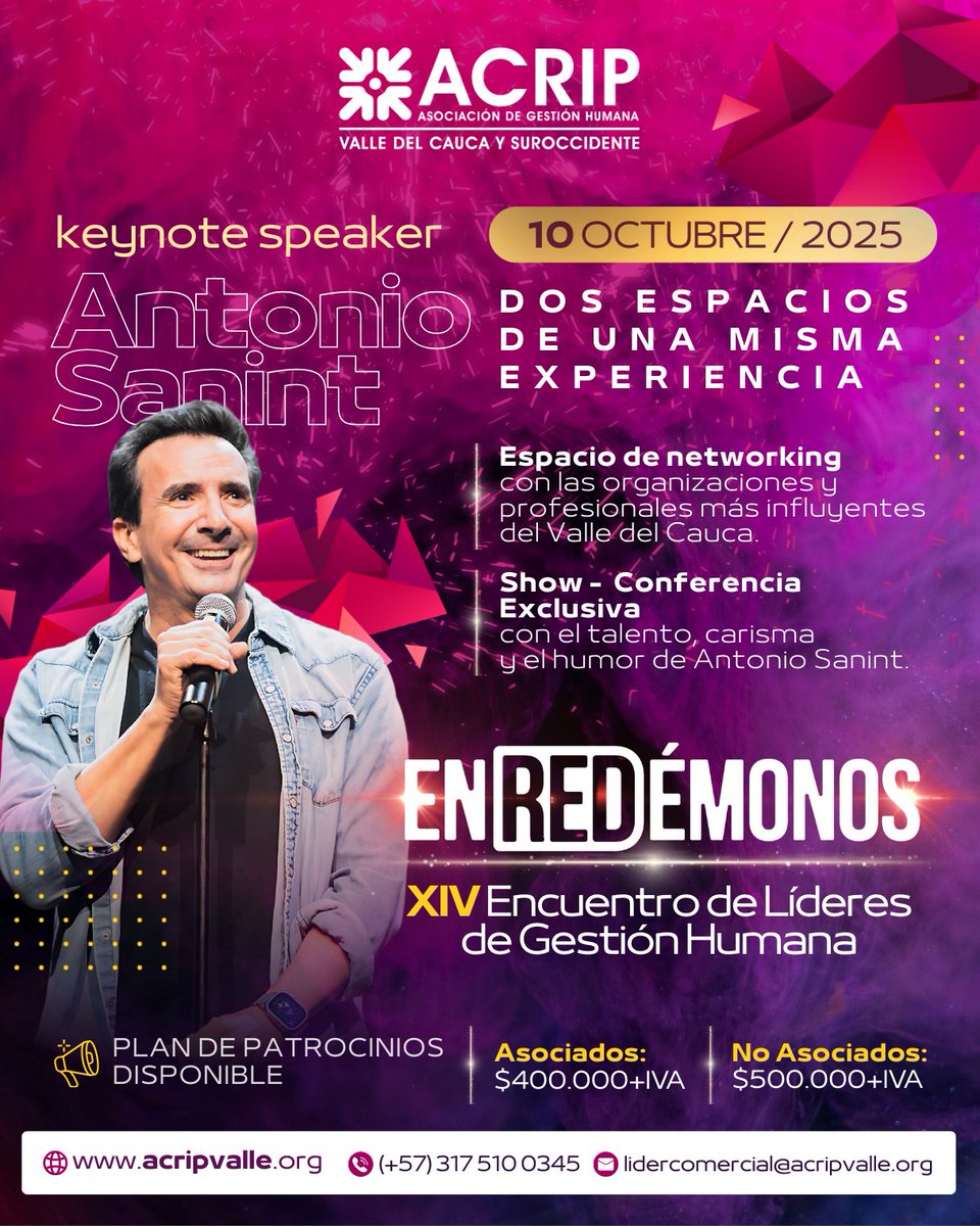 ✨ ENREDÉMONOS 2025 | XIV Encuentro de Líderes de Gestión Humana

👉 Reserve su cupo y sea parte de este encuentro que marcará la diferencia en la gestión del talento en la región. Clic Aquí: share.hsforms.com/1rWmEY6u9Qya7K…

🌐 acripvalle.org