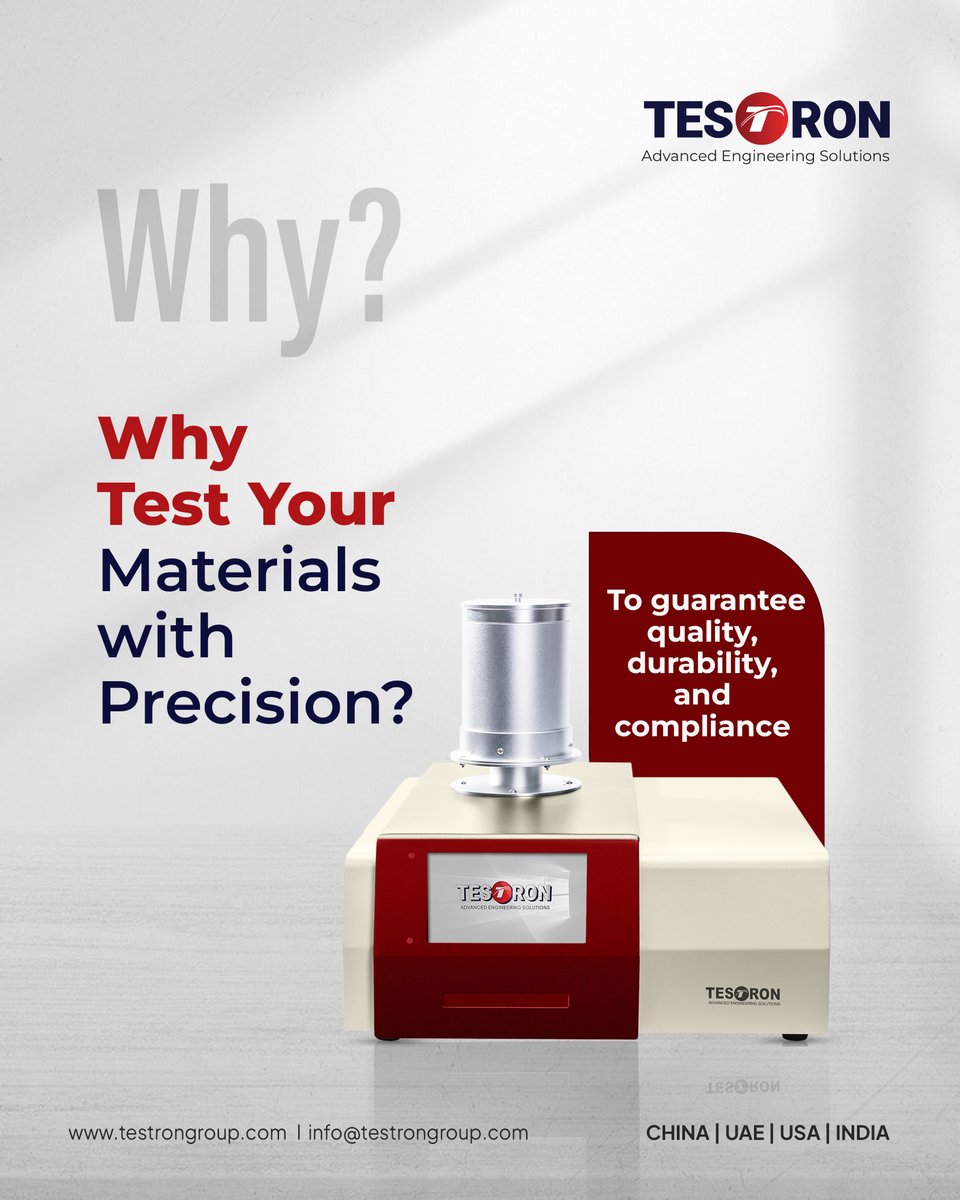 Testrongroup's tweet image. Intelligent Thermal Analysis With TESTRON Thermogravimetric Analyzer (TGA) Series
𝗙𝗼𝗿 𝗺𝗼𝗿𝗲 𝗶𝗻𝗳𝗼𝗿𝗺𝗮𝘁𝗶𝗼𝗻:
Email: info@testrongroup.com
Product: testrongroup.com/thermogravimet…
Website: testrongroup.com
#TestronGroup #PipeTestingMachine #ThermogravimetricAnalyzer