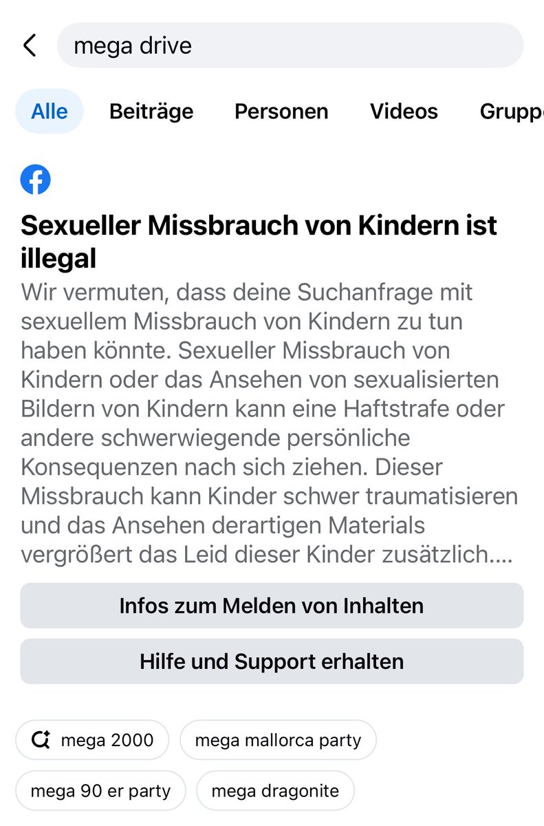 JoachimHesse's tweet image. Ich hatte bei #Facebook nach einer Gruppe für #MegaDrive gesucht. Was läuft denn bei deren #Algorithmus falsch, dass dieser Hinweis dabei rauskommt? 🤦🏻