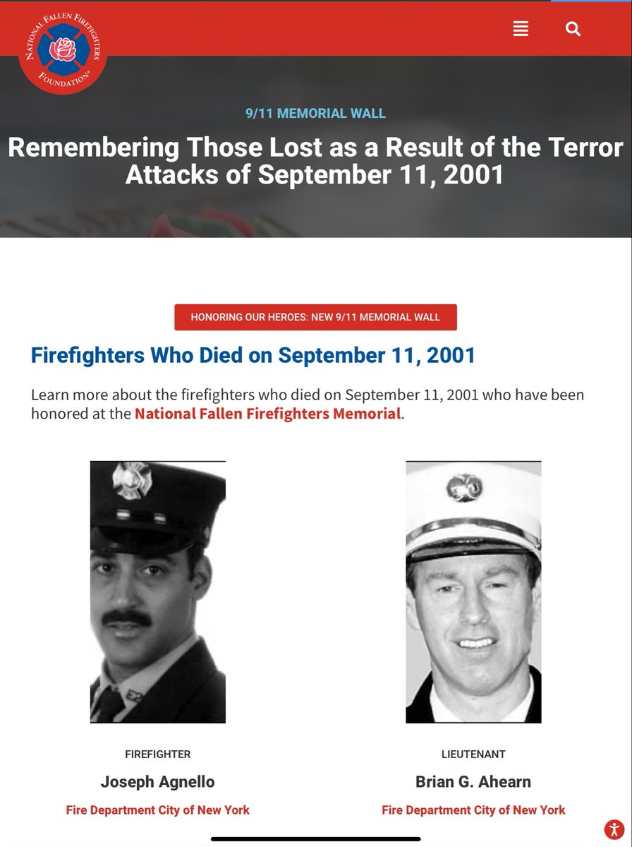 Remembering fallen firefighters from Sept 11 terror attacks in the USA and NYC Twin Towers

firehero.org/remembering-9-…  go to link for the full list of firefighters killed that day