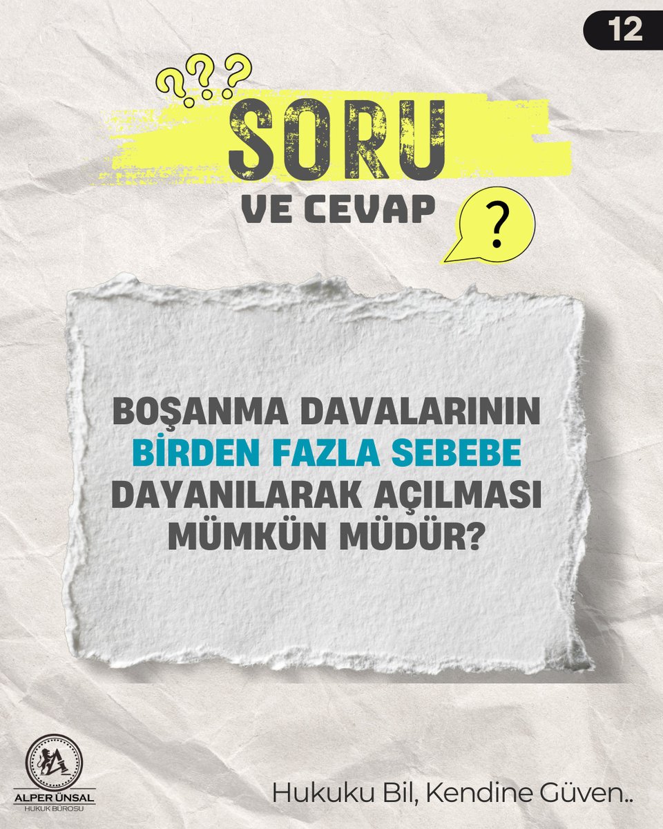 Av. Alper ÜNSAL (@av_alper_unsall) on Twitter photo .
Boşanma davalarının birden fazla sebebe dayanılarak açılması mümkün müdür?
Boşanma davalarında birden fazla boşanma sebebine dayanarak boşanma talebinde bulunmak hukuken mümkündür. Türk Medeni Kanunu’nda düzenlenen boşanma sebepleri arasında hem özel nedenler (zina, hayata .
Boşanma davalarının birden fazla sebebe dayanılarak açılması mümkün müdür?
Boşanma davalarında birden fazla boşanma sebebine dayanarak boşanma talebinde bulunmak hukuken mümkündür. Türk Medeni Kanunu’nda düzenlenen boşanma sebepleri arasında hem özel nedenler (zina, hayata