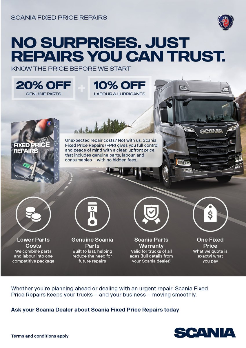 When you know the cost before the work begins, it is easier to keep your
business on track.​

Our Fixed Price Repair package gives you a single, all-in-one price that covers the essentials, from parts to labour.​

​Visit us today and take advantage of exclusive discounts on