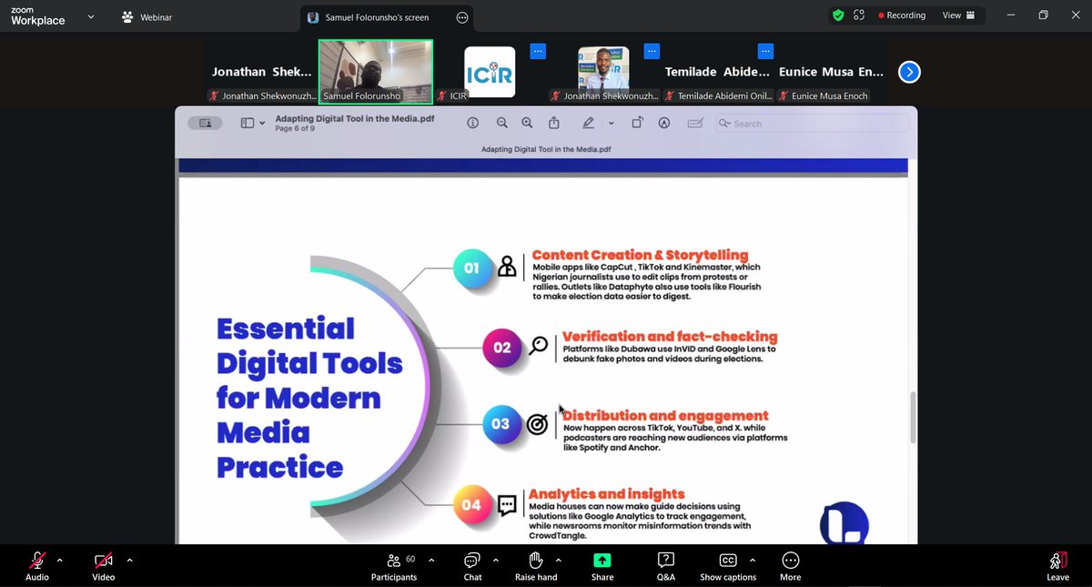 🔴HAPPENING NOW!!!

Our 1st Keynote Presentation: Adapting Digital Tools in Media Practice by Samuel Folorunsho [<a href="/anuu_oluwapo/">Folorunsho Samuel</a>] ED, <a href="/legis360/">Legis360</a>
-
📅 12:00 PM | Register now: bit.ly/NativeAiWB
-
#NativeAI #DigitalMedia #ICIRWebinar #InnovationInMedia