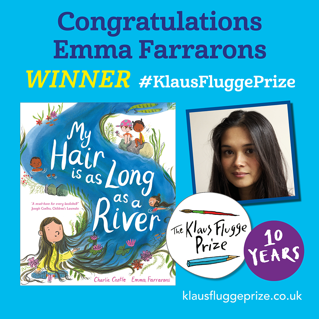 Congratulations to Emma Farrarons, the winner of the 2025 (and tenth) #KlausFluggePrize for most exciting and promising newcomer to picture book #illustration. She wins with MY HAIR IS AS LONG AS A RIVER, written by Charlie Castle <a href="/MacmillanKidsUK/">Macmillan Children's Books</a> 🎉💐🎇
klausfluggeprize.co.uk