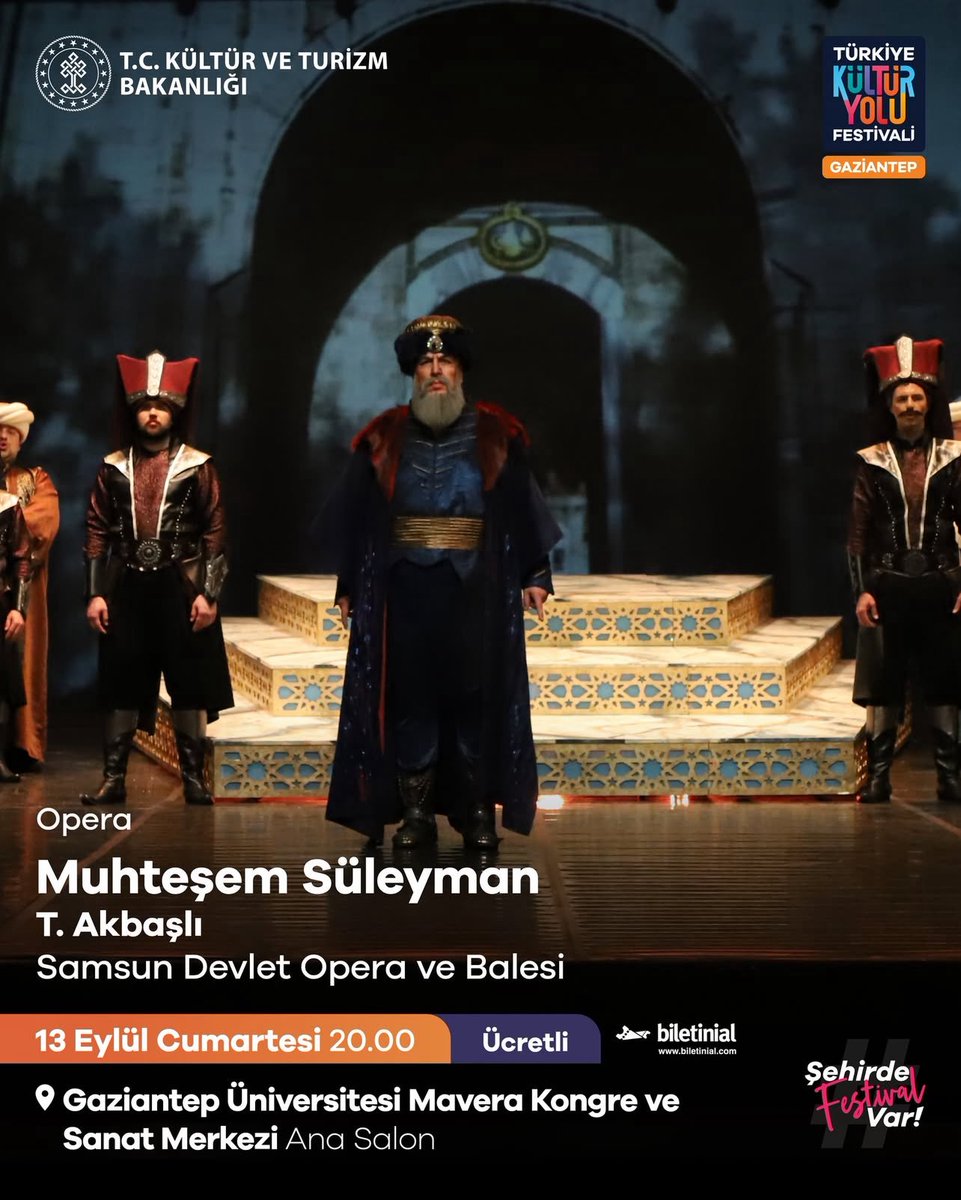 Muhteşem Süleyman ( Opera ) - 13 Eylül 2025 // 20.00 ‘da Mâvera KSM’de

Biletler Satışta !!
<a href="/biletinial/">Biletinial</a> 

#sanatintumrenklerimaverada #newseason #gastroantepkültüryolu
