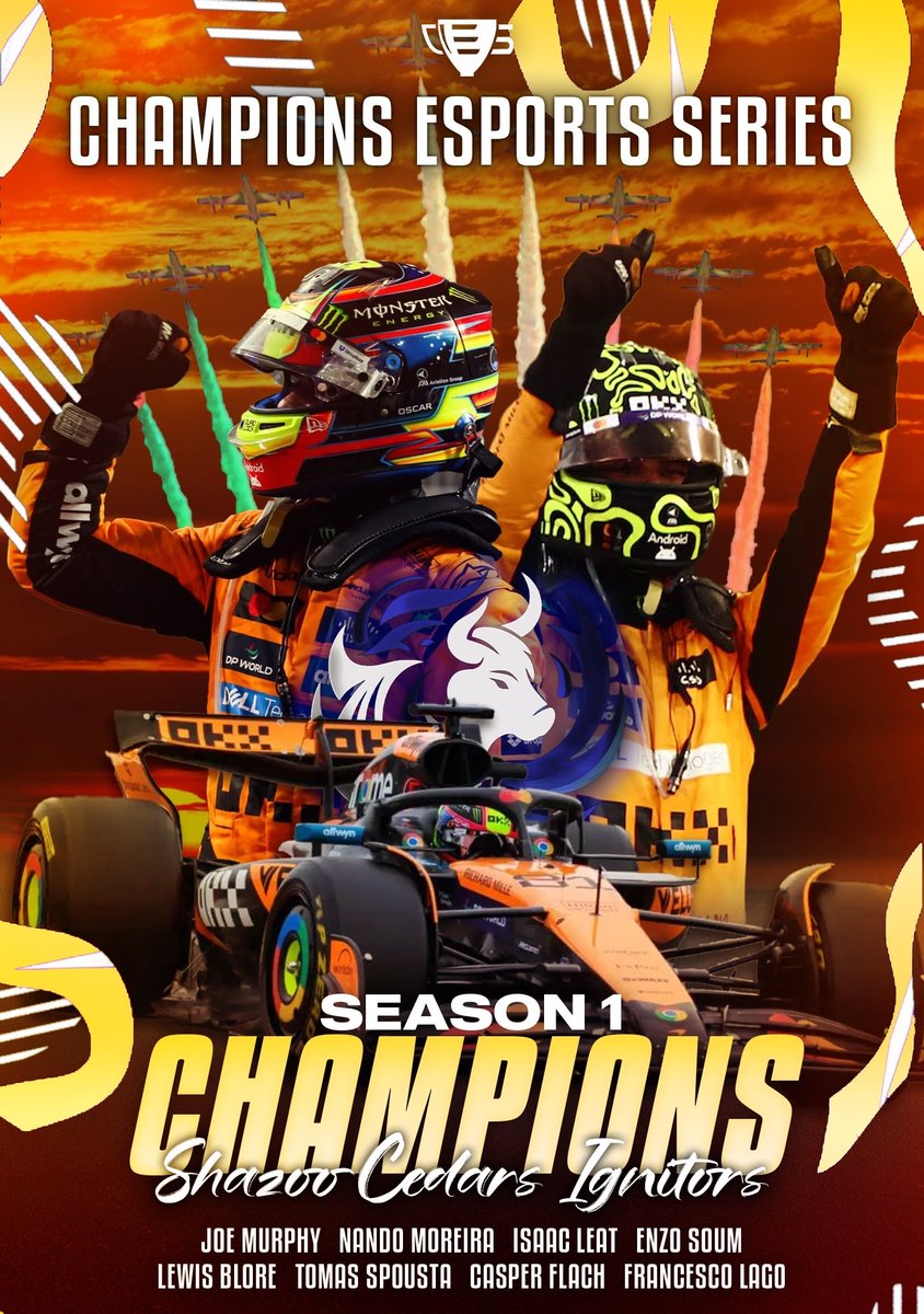 Champions Esports Series (@ces_f1) on Twitter photo Congratulations to our Season 1 Champions, <a href="/ShazooCedars/">Shazoo Cedars Ignitors</a>!
They shared a close battle with <a href="/TeamTF10/">Team TF10 Esports</a> throughout the entire season, only beating them by a singular point after the final round.
#CESS1๐ Congratulations to our Season 1 Champions, <a href="/ShazooCedars/">Shazoo Cedars Ignitors</a>!
They shared a close battle with <a href="/TeamTF10/">Team TF10 Esports</a> throughout the entire season, only beating them by a singular point after the final round.
#CESS1๐