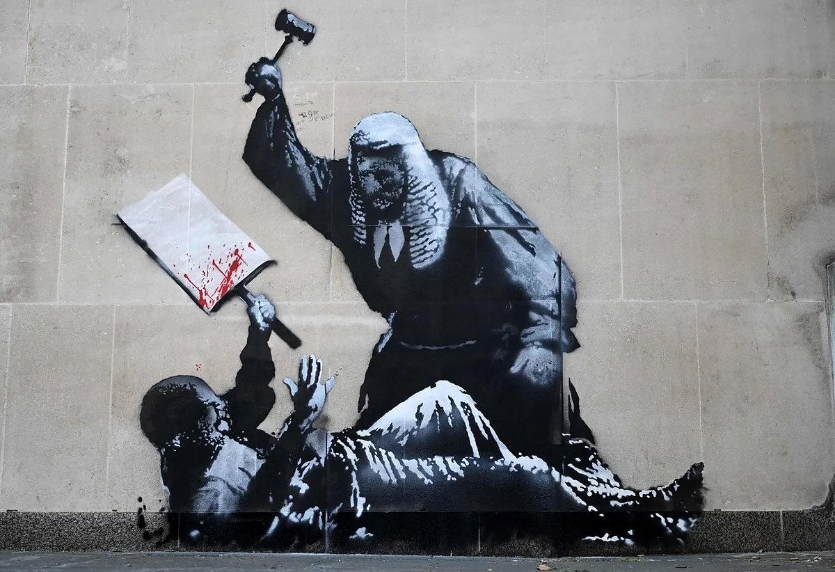 Han borrado esta obra de Banksy del Tribunal Superior de Justicia de Londres. Parece que molesta que se vea...