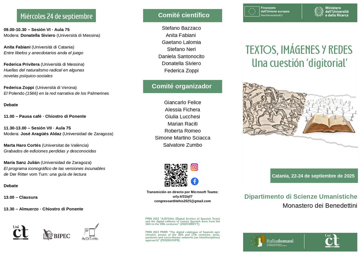 Los próximos días 22 y 24 de septiembre se celebrará en Catania el congreso "Textos, Imágenes y Redes: una cuestión 'digitorial'".  ¡Historia de la imprenta medieval y humanidades digitales se juntan en este encuentro con representación de varios miembros de nuestro proyecto!
