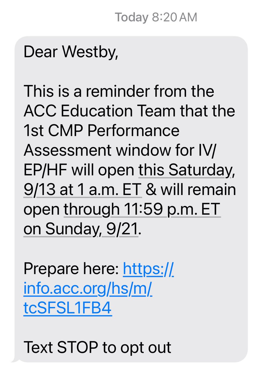 Westby Fisher, MD (@doctorwes) on Twitter photo So thoughtful of <a href="/ACCinTouch/">American College of Cardiology</a> to open our CMP #MOC testing window at 1 am. Who needs sleep when you can fill your days AND nights with more and more screen time! 👇 So thoughtful of <a href="/ACCinTouch/">American College of Cardiology</a> to open our CMP #MOC testing window at 1 am. Who needs sleep when you can fill your days AND nights with more and more screen time! 👇