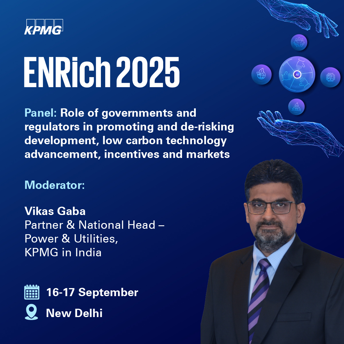KPMGIndia's tweet photo. #ENRich2025 | Governments and regulators are pivotal in shaping the #energytransition. Watch out for valuable insights from Vikas Gaba (@reachgvikas), @KPMGIndia as he moderates a panel on '𝗥𝗼𝗹𝗲 𝗼𝗳 𝗴𝗼𝘃𝗲𝗿𝗻𝗺𝗲𝗻𝘁𝘀 𝗮𝗻𝗱 𝗿𝗲𝗴𝘂𝗹𝗮𝘁𝗼𝗿𝘀 𝗶𝗻 𝗽𝗿𝗼𝗺𝗼𝘁𝗶𝗻𝗴 𝗮𝗻𝗱 𝗱𝗲-𝗿𝗶𝘀𝗸𝗶𝗻𝗴 𝗱𝗲𝘃𝗲𝗹𝗼𝗽𝗺𝗲𝗻𝘁, 𝗹𝗼𝘄 𝗰𝗮𝗿𝗯𝗼𝗻 𝘁𝗲𝗰𝗵𝗻𝗼𝗹𝗼𝗴𝘆 𝗮𝗱𝘃𝗮𝗻𝗰𝗲𝗺𝗲𝗻𝘁, 𝗶𝗻𝗰𝗲𝗻𝘁𝗶𝘃𝗲𝘀 𝗮𝗻𝗱 𝗺𝗮𝗿𝗸𝗲𝘁𝘀'!

To know more about #KPMGENRich, visit https://t.co/QgFaaqLEn3

#energy #naturalresources #geopolitics #ENRsector #climateaction #lowcarbon #cleanenergy #carbonmarkets