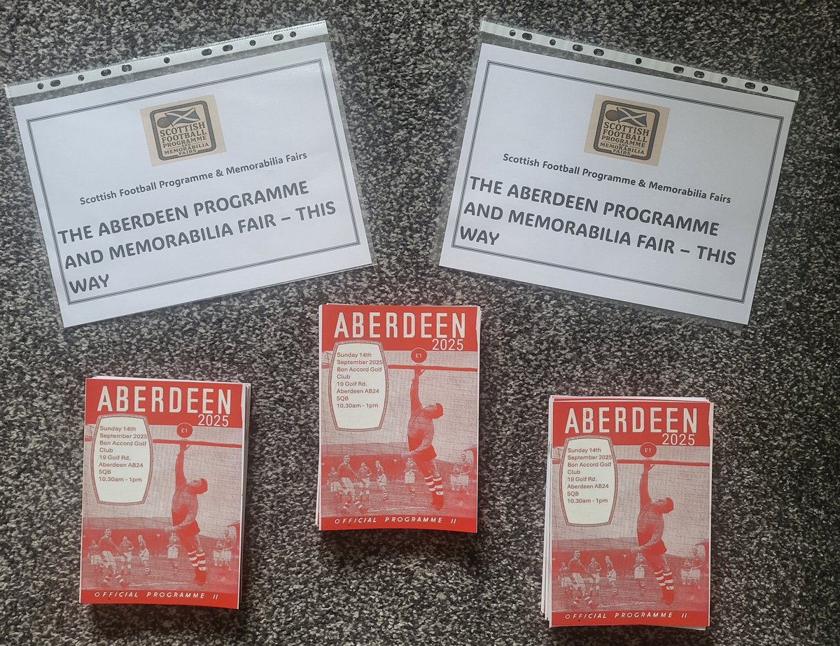 I do like a trip to the Granite City..This Sunday folks. Fair programme ready, signs being made and bag getting packed. Look forward to seeing you there <a href="/isc_afcsuppclub/">Aberdeen FC Inverurie Supporters Club</a> <a href="/AberdeenFC/">Aberdeen FC</a> <a href="/ally_begg/">Ally Begg ⭐️⭐️</a> <a href="/DonsCollector/">DonsCollector 🧣</a>